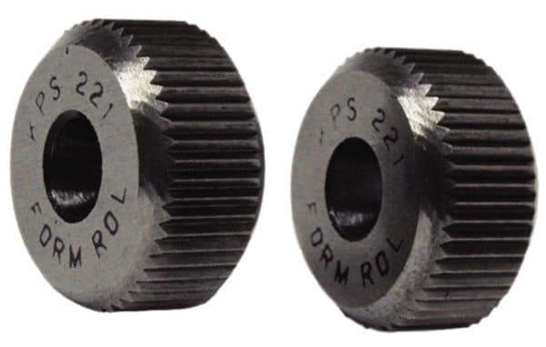 Made in USA - 1" Diam, 90° Tooth Angle, 33 TPI, Beveled Face, Form Type High Speed Steel Straight Knurl Wheel - 1/4" Face Width, 5/16" Hole, Circular Pitch, Series OU - Exact Tool & Supply