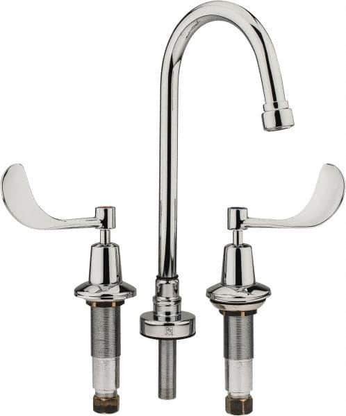 Speakman - Wrist Blade Handle, Wide Spread Bathroom Faucet - Two Handle, No Drain, Gooseneck Spout - Exact Tool & Supply
