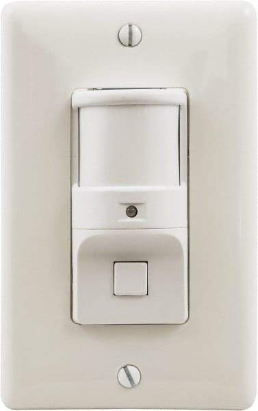 Hubbell Wiring Device-Kellems - 1,200 Square Ft. Coverage, Infrared Motion Sensor Wall Switch - 1,800 at 120 V Incandescent, 4,155 at 277 V Fluorescent, 120 to 277 VAC, White - Exact Tool & Supply