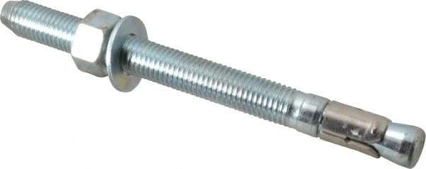 Powers Fasteners - 3/4" Diam, 3/4" Drill, 8-1/2" OAL, 2-3/4" Min Embedment Wedge Expansion Concrete Anchor - Stainless Steel (Clip)/Steel (Body), Zinc-Plated Finish, Hex Nut Head, Hex Drive, 6-1/4" Thread Length - Exact Tool & Supply