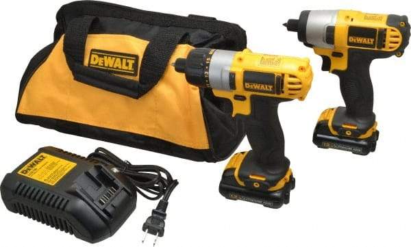 DeWALT - 12 Volt Cordless Tool Combination Kit - Includes 1/4" Impact Driver & 1/4" Screwdriver, Lithium-Ion Battery Included - Exact Tool & Supply