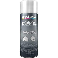 Dupli-Color - White, Gloss, Acrylic Enamel Spray Paint - 12 to 14 Sq Ft per Can, 12 oz Container - Exact Tool & Supply