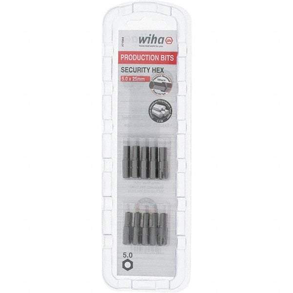 Wiha - 5mm Hex Screwdriver Bit - 1/4" Drive, 1" OAL - Exact Tool & Supply
