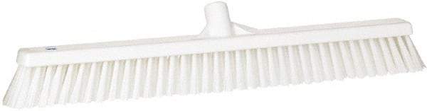 Vikan - 24" Combo Duty Synthetic Push Broom - 2" Bristle Length, Plastic Block, European Threaded Handle Connection - Exact Tool & Supply