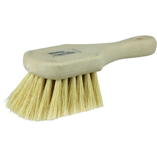 8″ Utility Scrub Brush, White Tampico Fill, Short Handle, Foam Block - Exact Tool & Supply