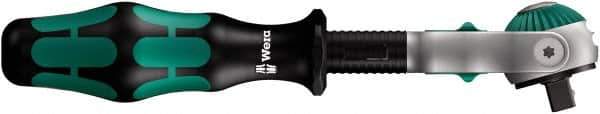 Wera - 1/4" Drive Round Head Ratchet - Satin Finish, 6" OAL, 72 Gear Teeth, Ergonomic with Speed Tube Handle, Locking Flex Head - Exact Tool & Supply