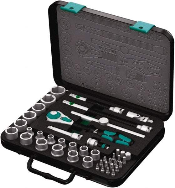 Wera - 43 Piece 3/8" Drive Socket & Bit Set - Comes in Molded Steel Case with High Density Foam Insert - Exact Tool & Supply