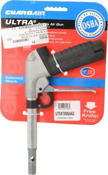 Guardair - 120 Max psi Maximum Power Venturi Nozzle Pistol Grip Blow Gun - 3/8 NPT, 6" Tube Length, Aluminum - Exact Tool & Supply