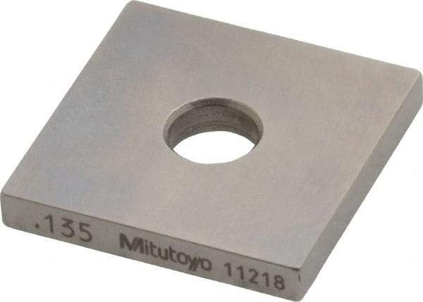 Mitutoyo - 0.135" Square Steel Gage Block - Accuracy Grade 0, Includes Certificate of Inspection - Exact Tool & Supply