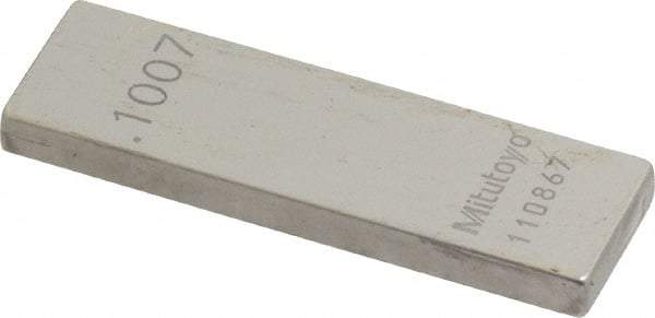 Mitutoyo - 0.1007" Rectangular Steel Gage Block - Accuracy Grade 0, Includes Certificate of Inspection - Exact Tool & Supply