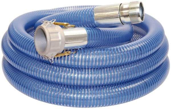 Alliance Hose & Rubber - -40 to 150°F, 2" Inside x 2.33" Outside Diam, PVC Liquid Suction & Discharge Hose - Transparent Blue, 20' Long, 29 Vacuum Rating, 80 psi Working Pressure - Exact Tool & Supply