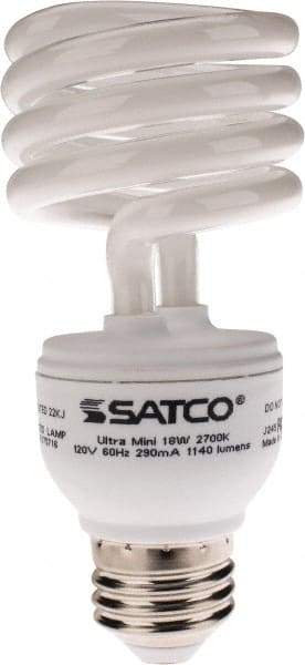 Value Collection - 18 Watt Fluorescent Residential/Office Medium Screw Lamp - 2,700°K Color Temp, 1,140 Lumens, T2, 12,000 hr Avg Life - Exact Tool & Supply