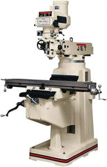 Jet - 10" Table Width x 50" Table Length, Variable Speed Pulley Control, 3 Phase Knee Milling Machine - R8 Spindle Taper, 3 hp - Exact Tool & Supply