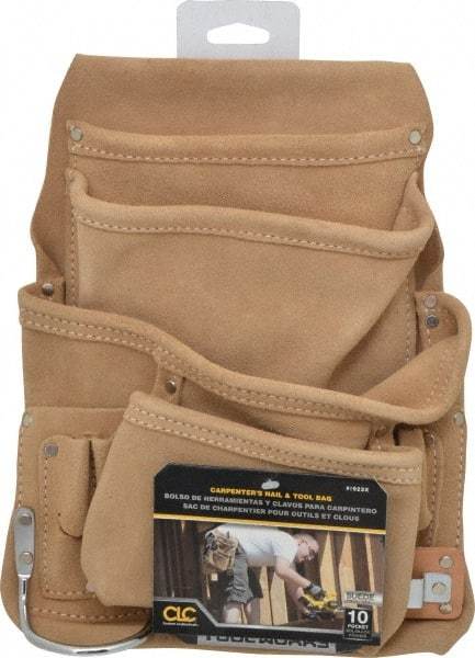 CLC - 10 Pocket Holster - Leather, Yellow, 10" Wide x 12" High - Exact Tool & Supply