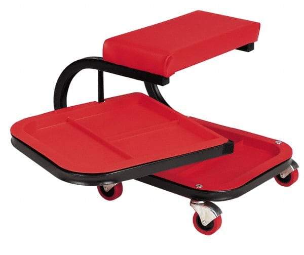 Whiteside - 240 Lb Capacity, 4 Wheel Creeper Seat with Swivel Tray - Steel, 19" Long x 15-1/4" High x 14" Wide - Exact Tool & Supply