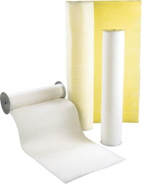 Made in USA - 65' Long x 26-1/4" Wide x 3/4" Thick Synthetic Automatic Air Filter Media Roll - MERV 4, 72% Arrestance Efficiency, 500 FPM Max Air Flow, 0.07" wpg Init Resist, 1" wpg Final Resist, Use with Any Unit - Exact Tool & Supply