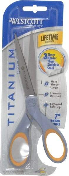 Clauss - 2-3/4" LOC, 7" OAL Titanium Standard Shears - Ambidextrous, Straight Handle, For General Purpose Use - Exact Tool & Supply