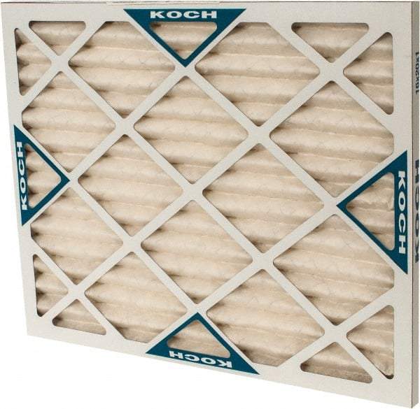 Made in USA - 16" Noml Height x 20" Noml Width x 1" Noml Depth, 30 to 35% Capture Efficiency, Wire-Backed Pleated Air Filter - MERV 8, Synthetic with Antimicrobial Protection, Integrated Beverage Board Frame, 300 Max FPM, 670 CFM, For Any Unit - Exact Tool & Supply