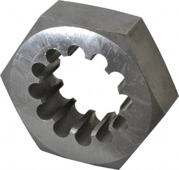 Interstate - 2-1/2 - 18 UNS Thread, 4-1/2" Hex, Right Hand Thread, Hex Rethreading Die - Carbon Steel, 1-1/2" Thick - Exact Tool & Supply