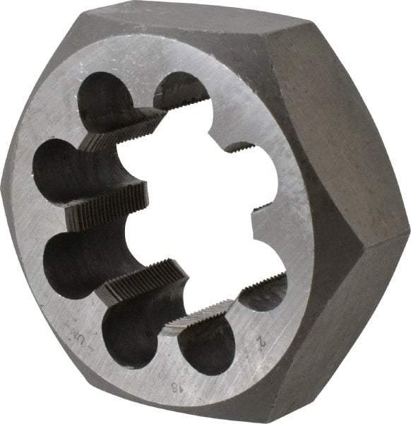 Interstate - 2-18 UNS Thread, 3-1/2" Hex, Right Hand Thread, Hex Rethreading Die - Carbon Steel, 1-1/4" Thick - Exact Tool & Supply