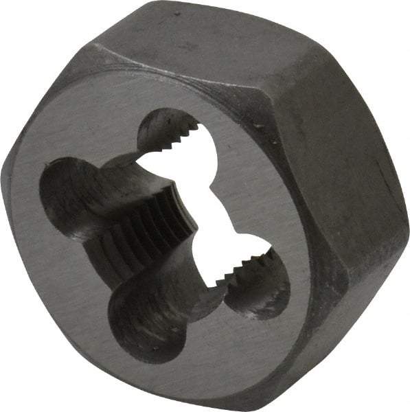 Interstate - 3/8-27 UNS Thread, 25/32" Hex, Right Hand Thread, Hex Rethreading Die - Carbon Steel, 3/8" Thick - Exact Tool & Supply