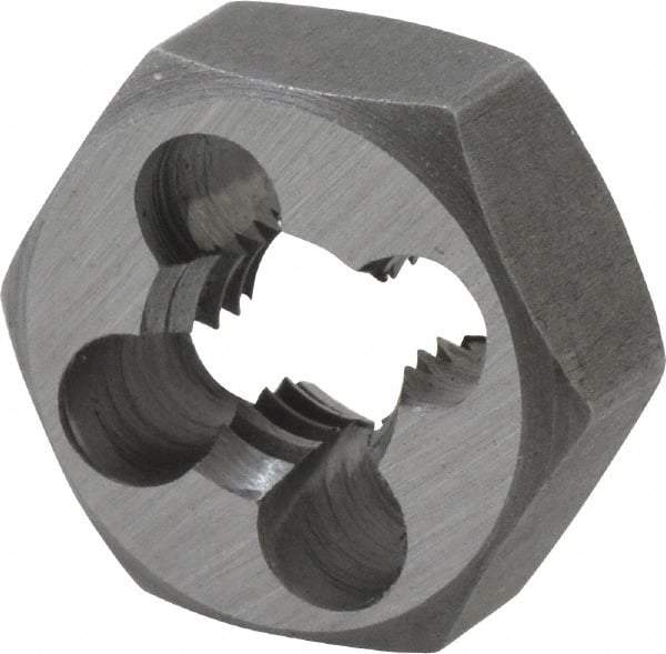 Interstate - 5/16-20 UNS Thread, 11/16" Hex, Right Hand Thread, Hex Rethreading Die - Carbon Steel, 5/16" Thick - Exact Tool & Supply