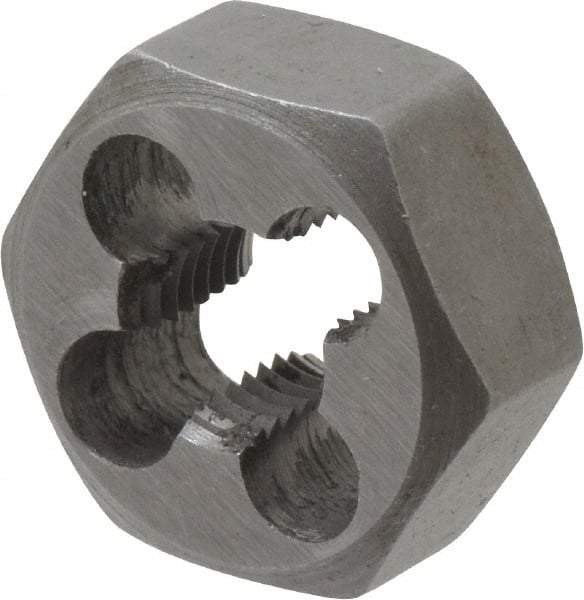 Interstate - 5/16-28 UNS Thread, 11/16" Hex, Right Hand Thread, Hex Rethreading Die - Carbon Steel, 5/16" Thick - Exact Tool & Supply