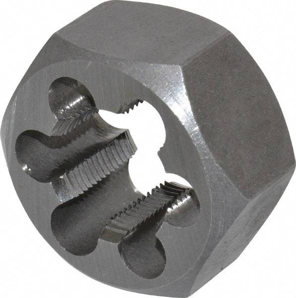 Interstate - 7/8-20 UNEF Thread, 1-5/8" Hex, Right Hand Thread, Hex Rethreading Die - Carbon Steel, 7/8" Thick - Exact Tool & Supply
