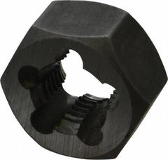 Interstate - M11x1.25 Metric Fine Thread, 25/32" Hex, Right Hand Thread, Hex Rethreading Die - Carbon Steel, 7/16" Thick - Exact Tool & Supply