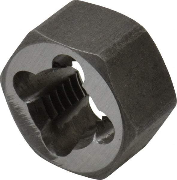 Interstate - M11x1.50 Metric Coarse Thread, 25/32" Hex, Right Hand Thread, Hex Rethreading Die - Carbon Steel, 7/16" Thick - Exact Tool & Supply