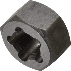 Interstate - M11x1.00 Metric Fine Thread, 25/32" Hex, Right Hand Thread, Hex Rethreading Die - Carbon Steel, 7/16" Thick - Exact Tool & Supply