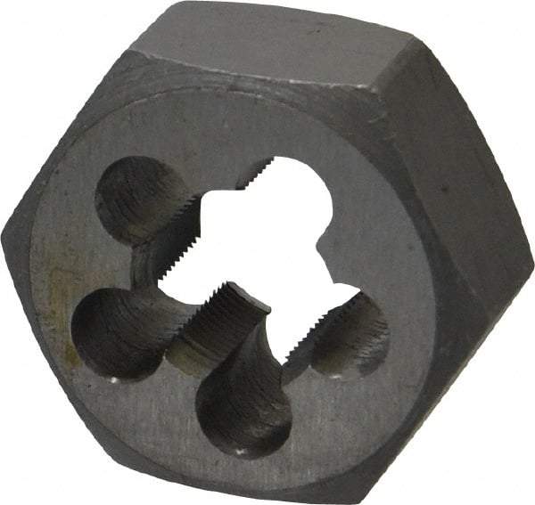 Interstate - M12x0.75 Metric Fine Thread, 1-1/16" Hex, Right Hand Thread, Hex Rethreading Die - Carbon Steel, 1/2" Thick - Exact Tool & Supply