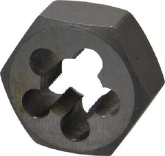 Interstate - M12x0.75 Metric Fine Thread, 1-1/16" Hex, Right Hand Thread, Hex Rethreading Die - Carbon Steel, 1/2" Thick - Exact Tool & Supply