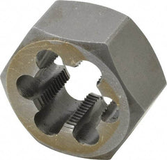 Interstate - M20x1.25 Metric Special Thread, 1-7/16" Hex, Right Hand Thread, Hex Rethreading Die - Carbon Steel, 3/4" Thick - Exact Tool & Supply