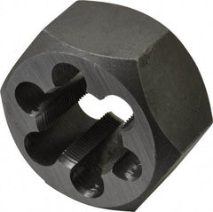 Interstate - M24x1.00 Metric Fine Thread, 1-13/16" Hex, Right Hand Thread, Hex Rethreading Die - Carbon Steel, 1" Thick - Exact Tool & Supply