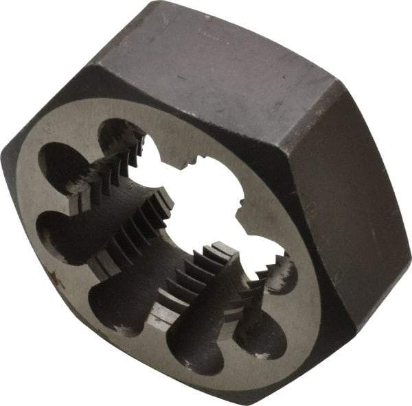Interstate - M39x2.00 Metric Fine Thread, 3-1/8" Hex, Right Hand Thread, Hex Rethreading Die - Carbon Steel, 1" Thick - Exact Tool & Supply