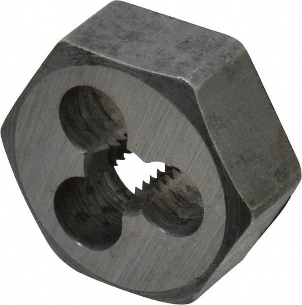 Interstate - M4x0.75 Metric Special Thread, 19/32" Hex, Right Hand Thread, Hex Rethreading Die - Carbon Steel, 1/4" Thick - Exact Tool & Supply
