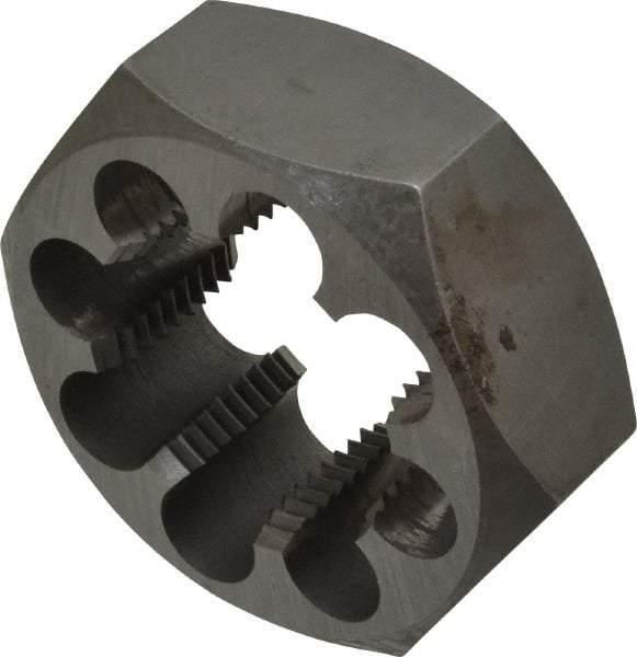 Interstate - M48x3.00 Metric Fine Thread, 3-1/8" Hex, Right Hand Thread, Hex Rethreading Die - Carbon Steel, 1-1/4" Thick - Exact Tool & Supply
