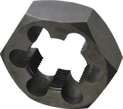 Interstate - M52x3.00 Metric Fine Thread, 3-1/2" Hex, Right Hand Thread, Hex Rethreading Die - Carbon Steel, 1-1/4" Thick - Exact Tool & Supply