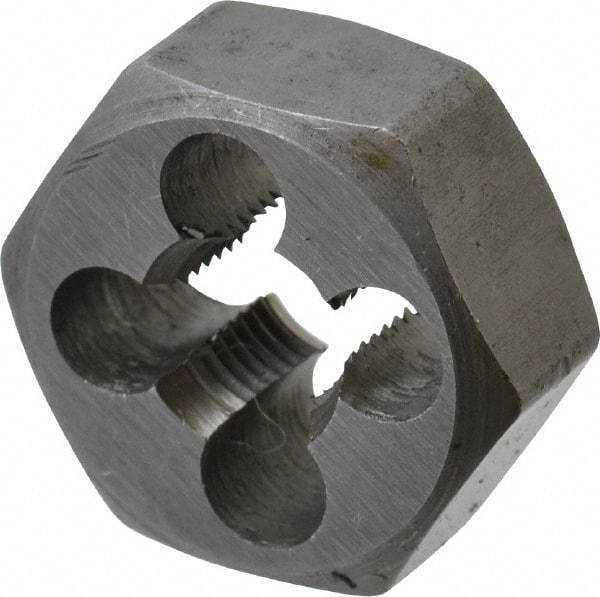 Interstate - M7x0.75 Metric Fine Thread, 11/16" Hex, Right Hand Thread, Hex Rethreading Die - Carbon Steel, 1/4" Thick - Exact Tool & Supply