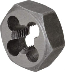 Interstate - M8x0.75 Metric Fine Thread, 11/16" Hex, Right Hand Thread, Hex Rethreading Die - Carbon Steel, 3/8" Thick - Exact Tool & Supply