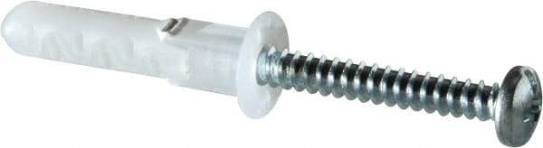 Toggler - 5/16" Diam, 5/16" Drill, 1-5/8" OAL, 1-3/8" Min Embedment Lag Shield Concrete Anchor - Plastic, Flange Head - Exact Tool & Supply