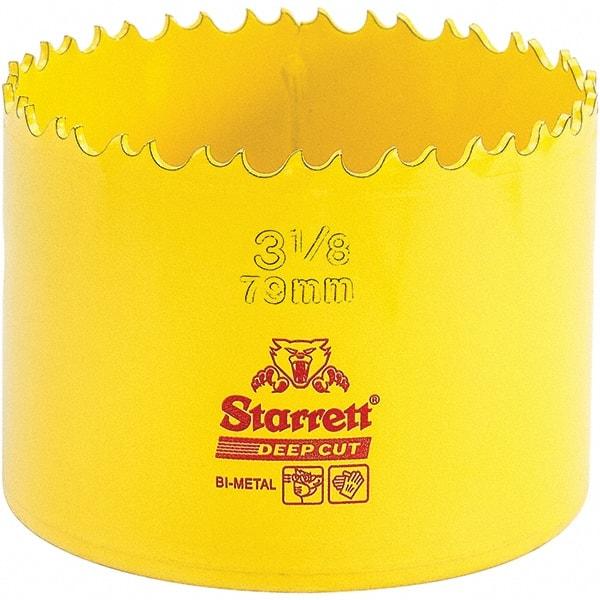 Starrett - 3-1/8" Diam, 2" Cutting Depth, Hole Saw - High Speed Steel Saw, Toothed Edge - Exact Tool & Supply