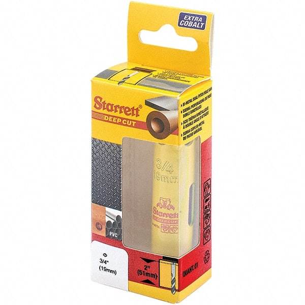 Starrett - 3/4" Diam, 2" Cutting Depth, Hole Saw - High Speed Steel Saw, Toothed Edge - Exact Tool & Supply
