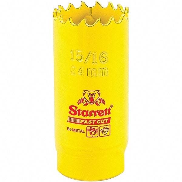 Starrett - 15/16" Diam, 1-5/8" Cutting Depth, Hole Saw - High Speed Steel Saw, Toothed Edge - Exact Tool & Supply