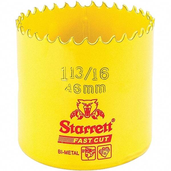 Starrett - 1-13/16" Diam, 1-5/8" Cutting Depth, Hole Saw - High Speed Steel Saw, Toothed Edge - Exact Tool & Supply