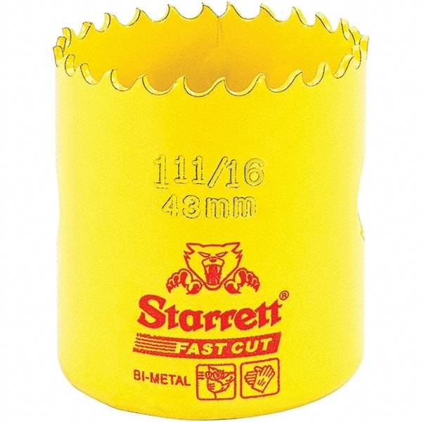 Starrett - 1-11/16" Diam, 1-5/8" Cutting Depth, Hole Saw - High Speed Steel Saw, Toothed Edge - Exact Tool & Supply