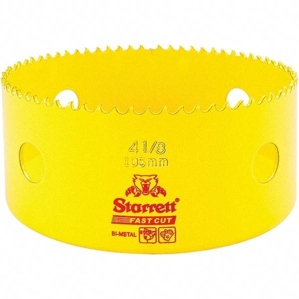 Starrett - 4-1/8" Diam, 1-5/8" Cutting Depth, Hole Saw - High Speed Steel Saw, Toothed Edge - Exact Tool & Supply