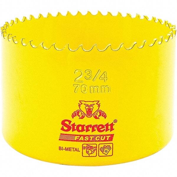 Starrett - 2-3/4" Diam, 1-5/8" Cutting Depth, Hole Saw - High Speed Steel Saw, Toothed Edge - Exact Tool & Supply