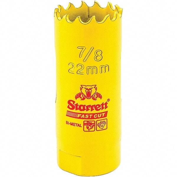 Starrett - 7/8" Diam, 1-5/8" Cutting Depth, Hole Saw - High Speed Steel Saw, Toothed Edge - Exact Tool & Supply